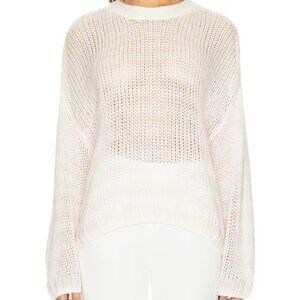 Sablyn 100% Cashmere Loose Open Knit Pink Ivory Stripe Oversized Sweater Small